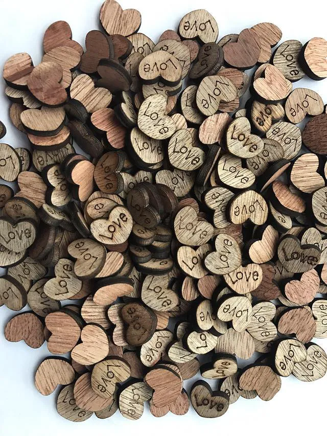 Alt view image 4 of 4 - Rustic Wooden Love Heart Wedding Table Scatter Decoration 200pcs Children's DIY Patch