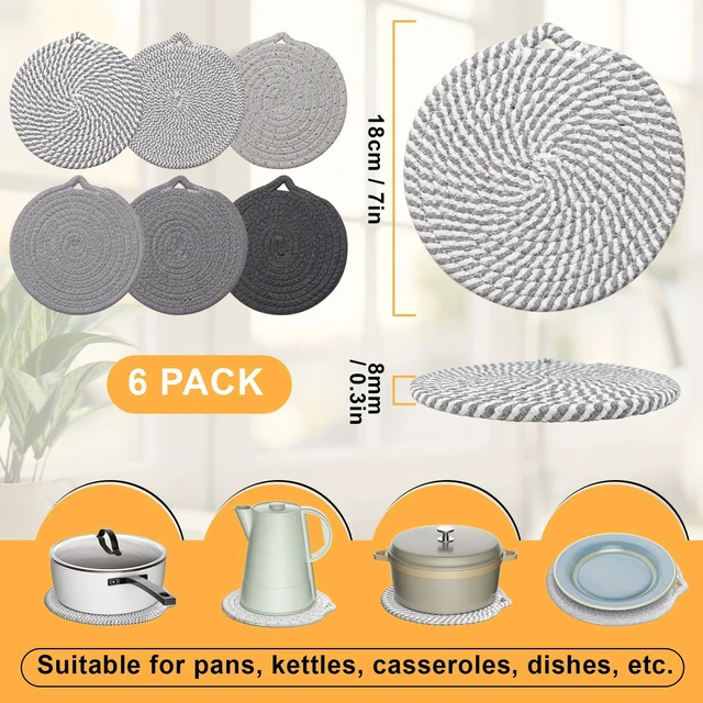 Alt view image 4 of 7 - 7" Trivets 6-Pack for Hot Dishes, Pots and Pans