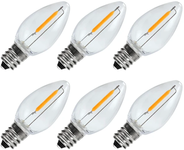 Main image of C7 LED Night Light Bulbs, 2200K Warm White, Clear Plastic, 6 Pack
