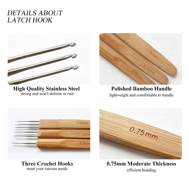 Alt view image 7 of 7 - BLUPLE Dreadlock Crochet Hook Needle 0.75mm 3pcs for Hair Braid Craft