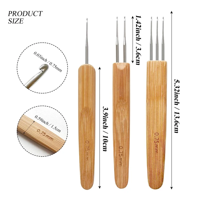 Alt view image 2 of 7 - BLUPLE Dreadlock Crochet Hook Needle 0.75mm 3pcs for Hair Braid Craft