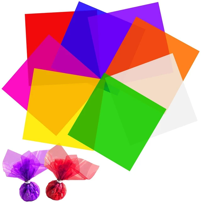 Main image of Ahardaim 120Pcs 7.5 x 7.5 Inch Colored Cellophane Sheets for DIY Arts Crafts, Gift Wrapping, Party Decorations