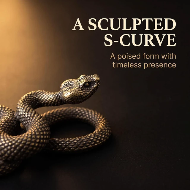 Alt view image 4 of 5 - Bronze Heavy Snake Figurine, Fantasy Brass Vintage Style Statue, High Simulation Snake Sculpture, Office Desktop Home Decor, Collectible Gift