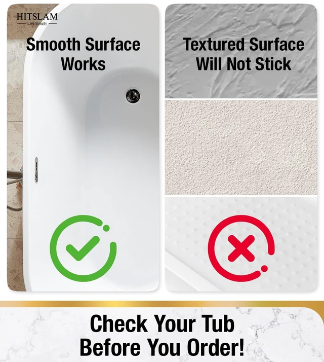 Alt view image 6 of 6 - HITSLAM Non Slip Soft TPE Bathtub Mat with Suction Cups, Efficient Drainage, Easy to Clean, 28x15Inch, Blue