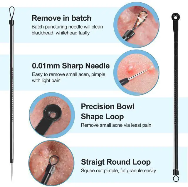 Alt view image 2 of 7 - Blackhead Remover Tool Kit, Pimple Popper, Comedones Extractor, Acne Removal Kit for Face Blemish