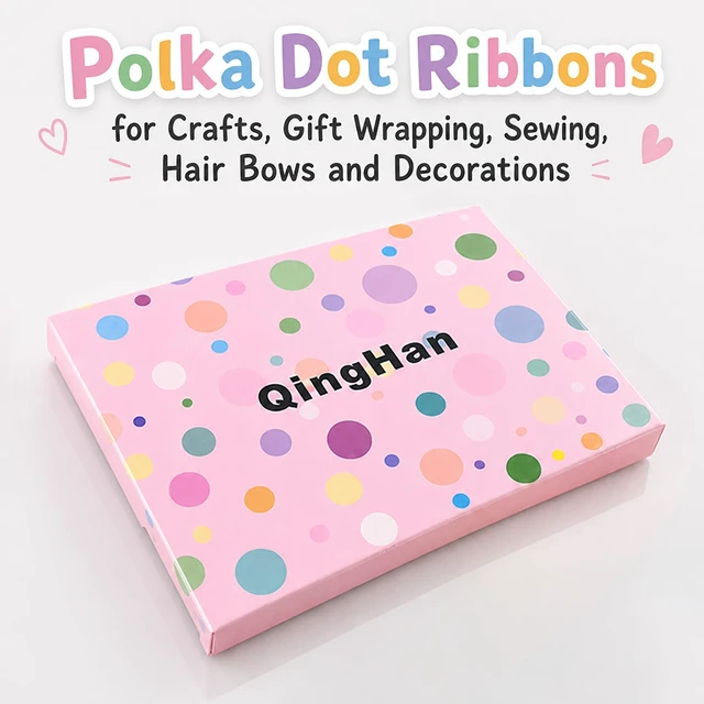 Alt view image 4 of 7 - QingHan 3/8" x 40yd Grosgrain Ribbon, Boutique Polka Dot Fabric Ribbon (20 x 2yd)