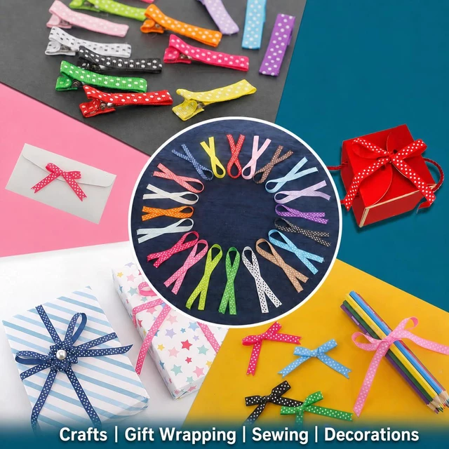 Alt view image 2 of 7 - QingHan 3/8" x 40yd Grosgrain Ribbon, Boutique Polka Dot Fabric Ribbon (20 x 2yd)