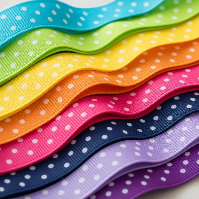 Alt view image 3 of 7 - QingHan 3/8" x 40yd Grosgrain Ribbon, Boutique Polka Dot Fabric Ribbon (20 x 2yd)