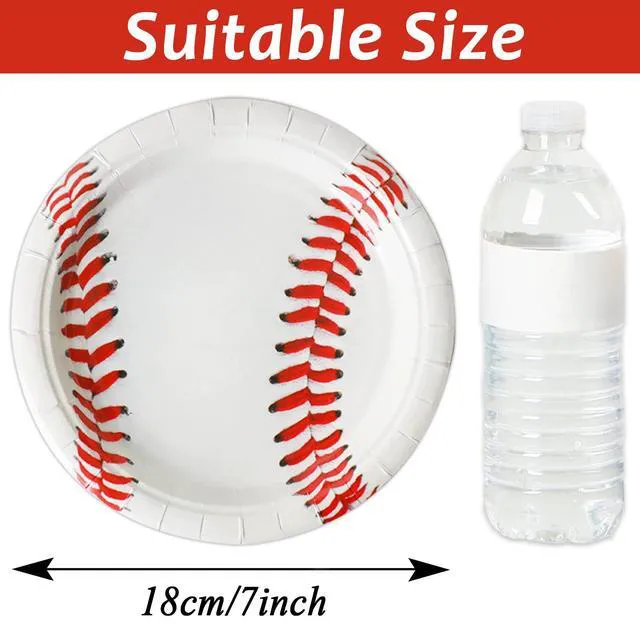 Alt view image 2 of 6 - Gisgfim 48 Pcs Baseball Plates Disposable Paper Dessert Cake Plates Birthday Party Supplies Tableware Decorations Favors for Sport Fans Boys Baby Shower