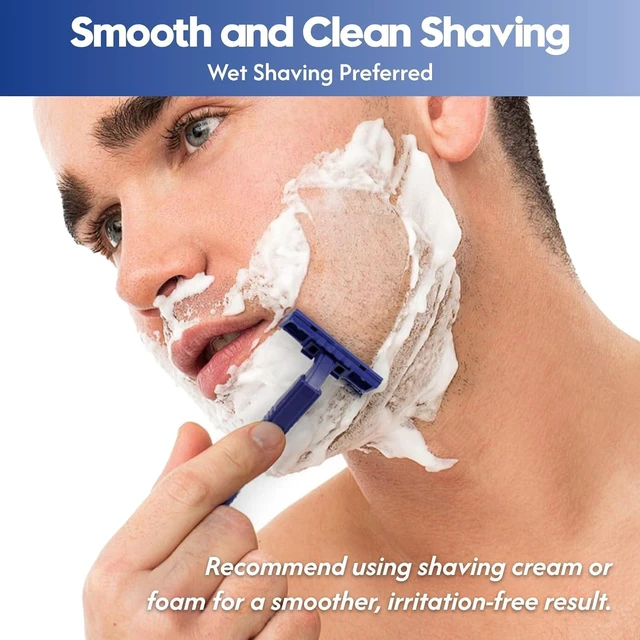 Alt view image 2 of 7 - Twin Blade Disposable Razors, Bulk 60 Pack, Blue