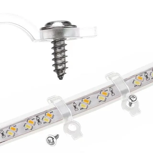 Alt view image 2 of 4 - 100 Pack 10mm Wide IP65 Waterproof 5050 LED Strip Light Mounting Bracket and Transparent Fixing Clips, One Side Fixing, with 100 Screws