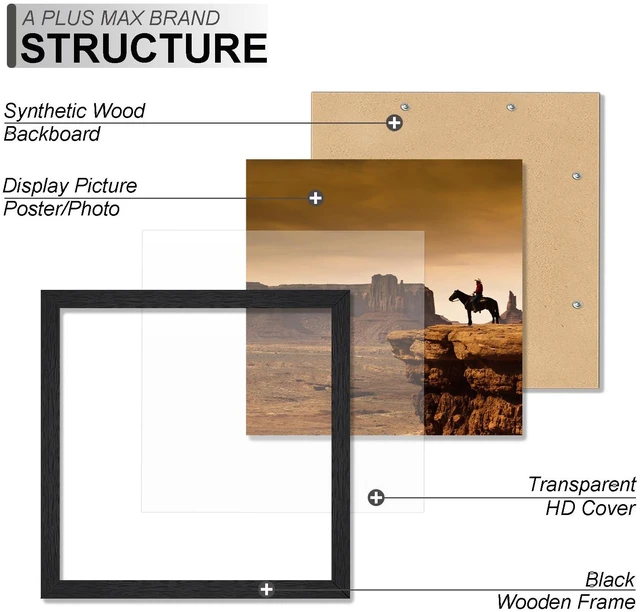 Alt view image 2 of 6 - 6x6 Picture Frame Set of 2 Black Lightweight Tabletop and Wall Mount