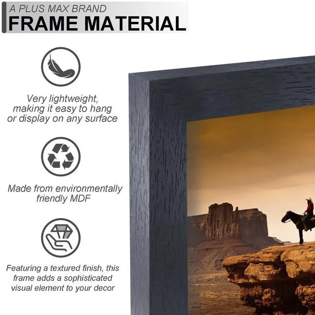 Alt view image 3 of 6 - 6x6 Picture Frame Set of 2 Black Lightweight Tabletop and Wall Mount