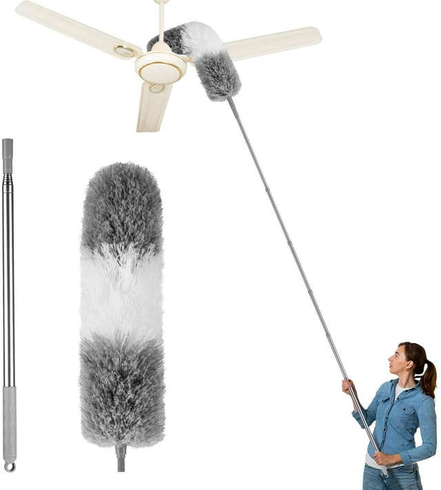 Main image of Feather Duster with Extension Pole, Ceiling Fan Cleaner, Blind Cleaner, Long Handle Duster