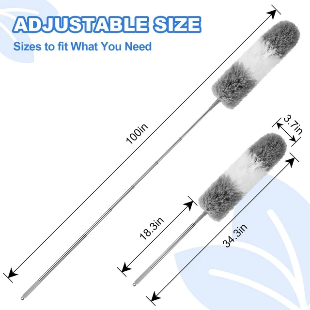 Alt view image 6 of 6 - Feather Duster with Extension Pole, Ceiling Fan Cleaner, Blind Cleaner, Long Handle Duster
