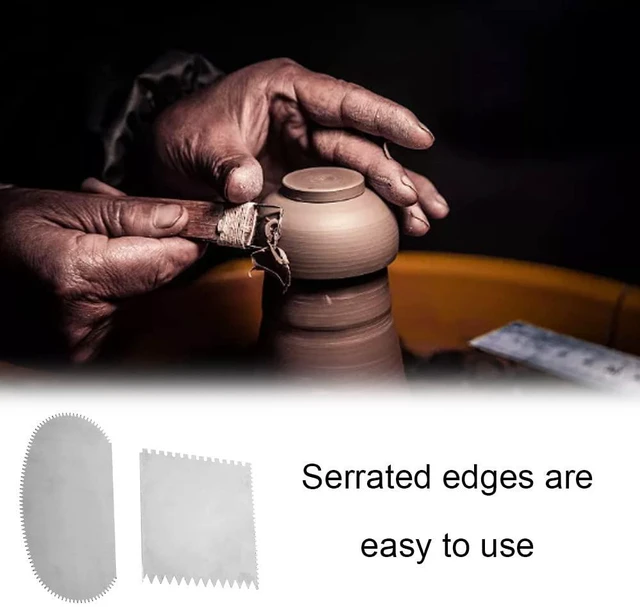 Alt view image 2 of 7 - Stainless Steel Serrated Scraper 2-Pack, Pottery Clay Sculpture Ceramics Clay Sculpting Crafts Tools Kit for Sculpting Texturing Modeling