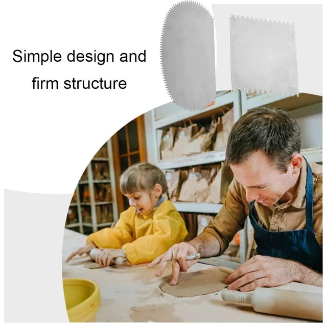 Alt view image 7 of 7 - Stainless Steel Serrated Scraper 2-Pack, Pottery Clay Sculpture Ceramics Clay Sculpting Crafts Tools Kit for Sculpting Texturing Modeling