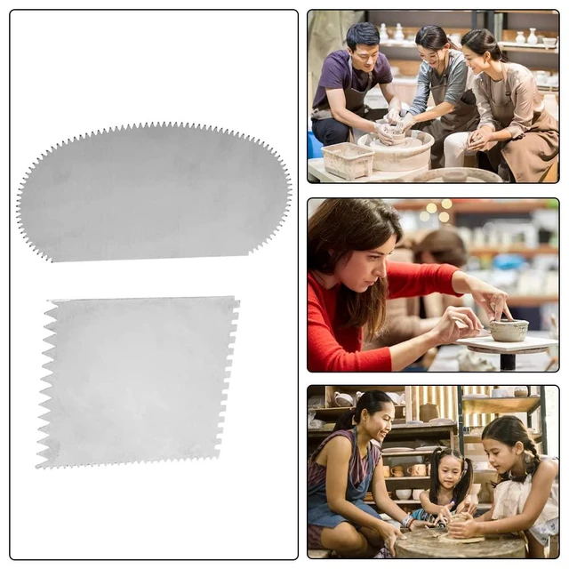 Alt view image 5 of 7 - Stainless Steel Serrated Scraper 2-Pack, Pottery Clay Sculpture Ceramics Clay Sculpting Crafts Tools Kit for Sculpting Texturing Modeling