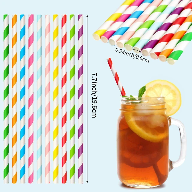Alt view image 3 of 7 - 100 Packs Biodegradable Paper Straws, Assorted Rainbow Colors, for Birthday, Carnival, Summer Pool Party, Wedding, Baby Shower, Halloween, Christmas Decoration Supplies