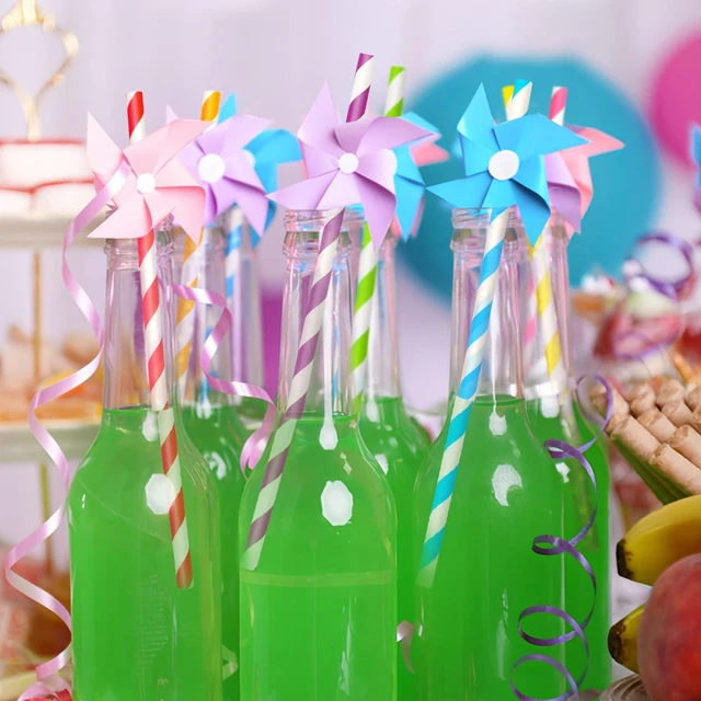 Alt view image 5 of 7 - 100 Packs Biodegradable Paper Straws, Assorted Rainbow Colors, for Birthday, Carnival, Summer Pool Party, Wedding, Baby Shower, Halloween, Christmas Decoration Supplies