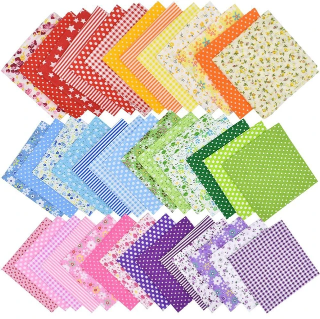Main image of 42Pcs 10"x10" Quilting Cotton Fabric Squares Pre-Cut Multi-Color Printed Floral for DIY Sewing Scrapbooking Patchwork (Red/Pink/Yellow/Green/Blue/Purple)