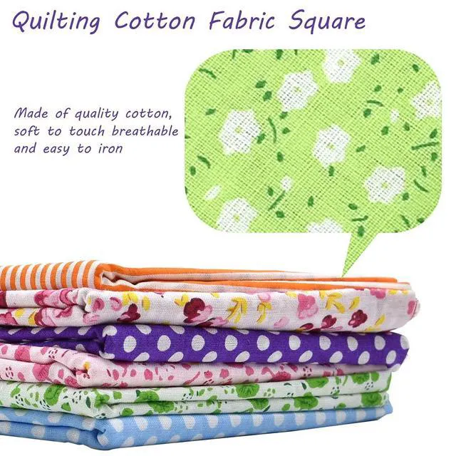 Alt view image 2 of 7 - 42Pcs 10"x10" Quilting Cotton Fabric Squares Pre-Cut Multi-Color Printed Floral for DIY Sewing Scrapbooking Patchwork (Red/Pink/Yellow/Green/Blue/Purple)