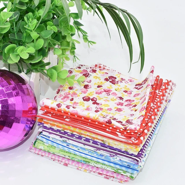 Alt view image 4 of 7 - 42Pcs 10"x10" Quilting Cotton Fabric Squares Pre-Cut Multi-Color Printed Floral for DIY Sewing Scrapbooking Patchwork (Red/Pink/Yellow/Green/Blue/Purple)
