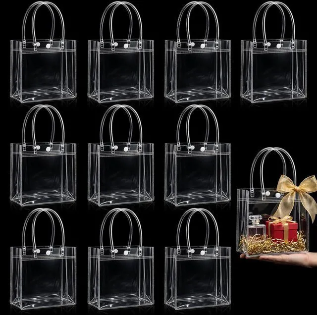 Main image of MAQIHAN Clear Gift Bags with Handles for Party Favor Candy Bags