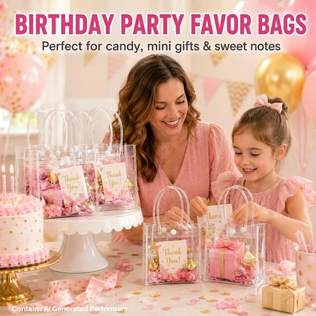 Alt view image 6 of 6 - MAQIHAN Clear Gift Bags with Handles for Party Favor Candy Bags