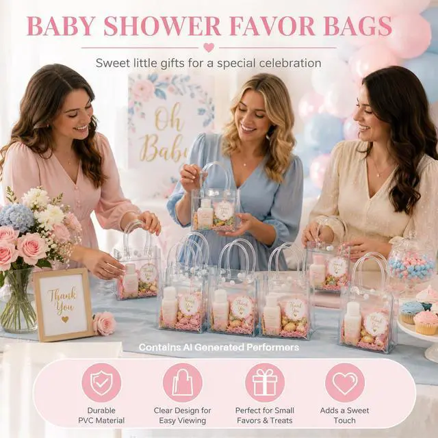 Alt view image 4 of 6 - MAQIHAN Clear Gift Bags with Handles for Party Favor Candy Bags