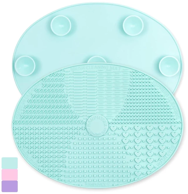 Main image of Silicone Makeup Brush Cleaner Mat, Big Size, Green, Cleaning Pad with Suction Cup