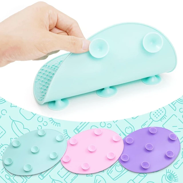 Alt view image 3 of 6 - Silicone Makeup Brush Cleaner Mat, Big Size, Green, Cleaning Pad with Suction Cup