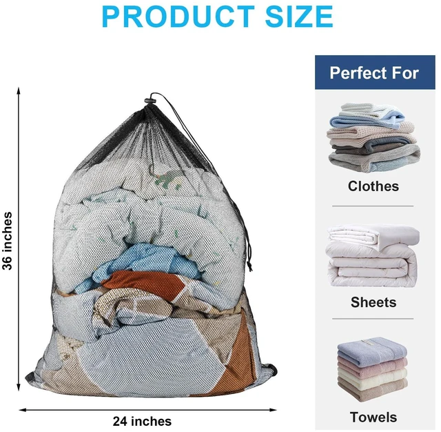 Alt view image 2 of 6 - Heavy Duty Large Mesh Laundry Bags, 24" x 36", 2 Pack