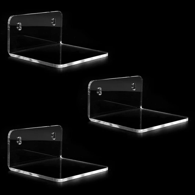 Alt view image 6 of 6 - Acrylic Small Floating Wall Shelf - 3 Pack Clear, for Pop Figures, Plants, Pictures, Office Bedroom Living Room