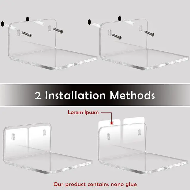 Alt view image 5 of 6 - Acrylic Small Floating Wall Shelf - 3 Pack Clear, for Pop Figures, Plants, Pictures, Office Bedroom Living Room