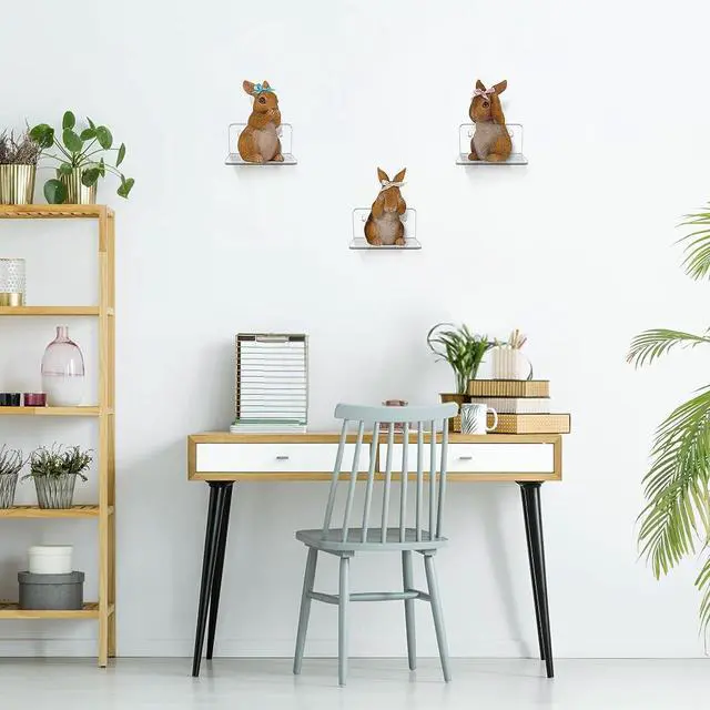 Alt view image 3 of 6 - Acrylic Small Floating Wall Shelf - 3 Pack Clear, for Pop Figures, Plants, Pictures, Office Bedroom Living Room
