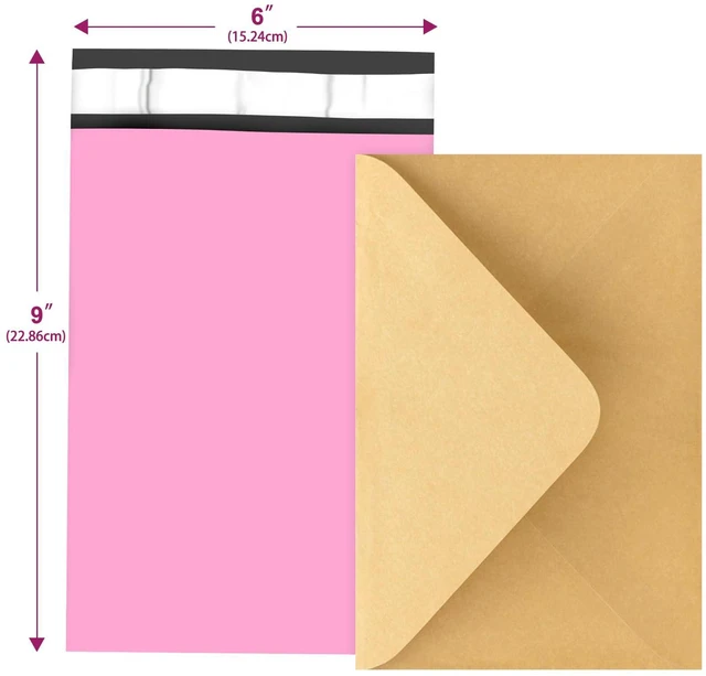 Alt view image 3 of 6 - 120PC 6x9 Inch Pink Poly Mailers with Self-Adhesive, Waterproof and Tear-Proof Shipping Envelopes