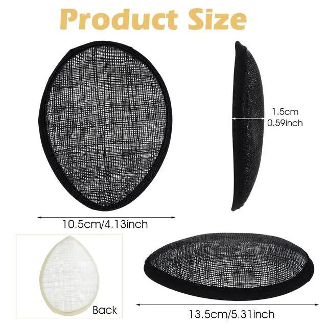 Alt view image 6 of 7 - Larrel Fascinator Base 5.3 x 4.1in/13.5 x 10.5cm 2 Pcs Reusable Hat Making Supplies for DIY Party Wedding Hats (Black, Beige)
