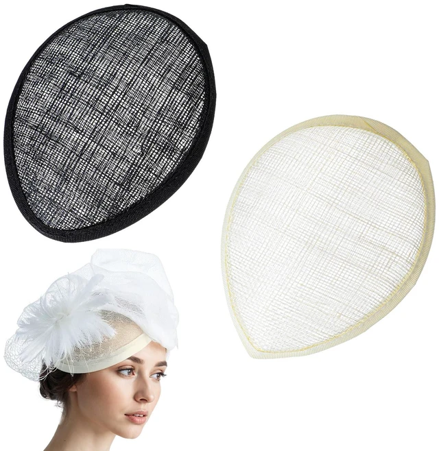 Alt view image 7 of 7 - Larrel Fascinator Base 5.3 x 4.1in/13.5 x 10.5cm 2 Pcs Reusable Hat Making Supplies for DIY Party Wedding Hats (Black, Beige)