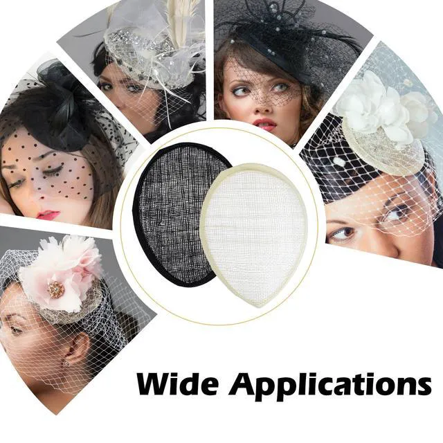 Alt view image 5 of 7 - Larrel Fascinator Base 5.3 x 4.1in/13.5 x 10.5cm 2 Pcs Reusable Hat Making Supplies for DIY Party Wedding Hats (Black, Beige)