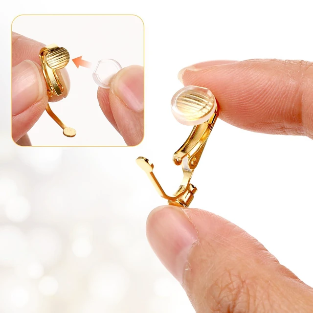 Alt view image 2 of 7 - 6 Pieces Clip-on Earring Converter and 6 Pieces Silicone Earring Pads Convert Pierced Earrings to Clip-on Components Findings with Post Silver Gold