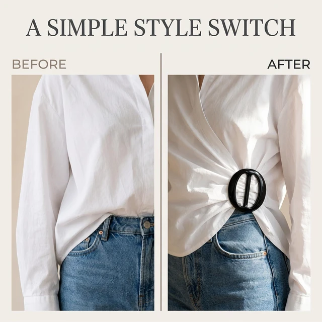 Alt view image 4 of 5 - 6 Pcs 5cm Resin T Shirt Clips, Rings, Scarf Buckles, Waistband Neckerchief Clasps for Women, Girls