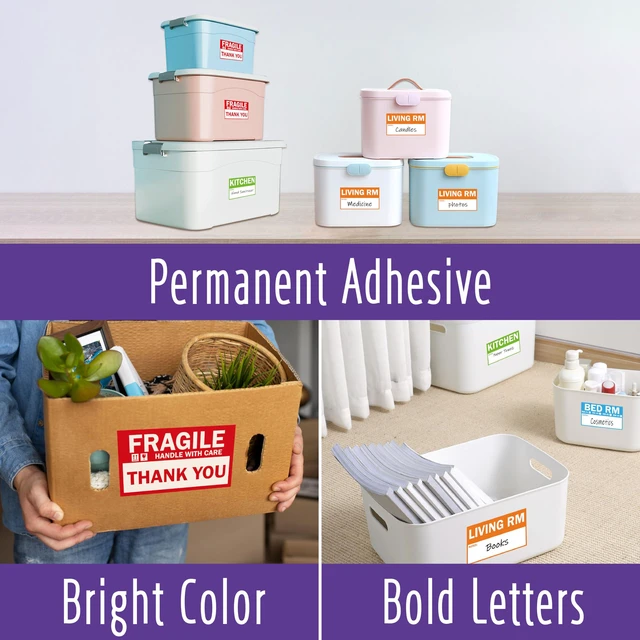 Alt view image 5 of 6 - 120PCS Home Moving Labels, 5-Color Coding Packing Box Stickers, with 20 Fragile Stickers & 20 Blank Ones, Apartment Moving Helper (Each 2 x 3.6 in)