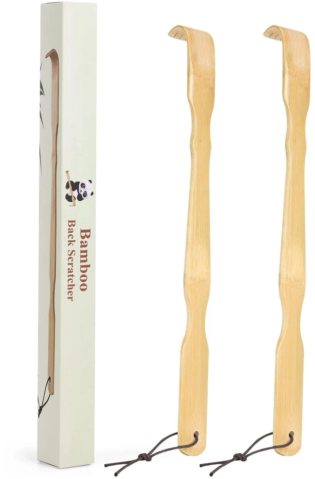 Main image of YIMICOO 2 Pack Wooden Bamboo Back Scratcher, 17 Inch Long Handle, for Adults, Men, Women, with Beautiful Gift Packaging