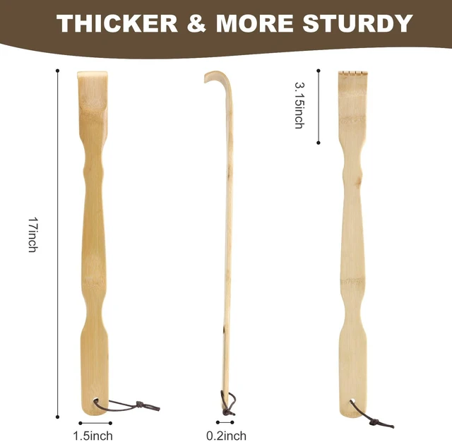 Alt view image 2 of 7 - YIMICOO 2 Pack Wooden Bamboo Back Scratcher, 17 Inch Long Handle, for Adults, Men, Women, with Beautiful Gift Packaging