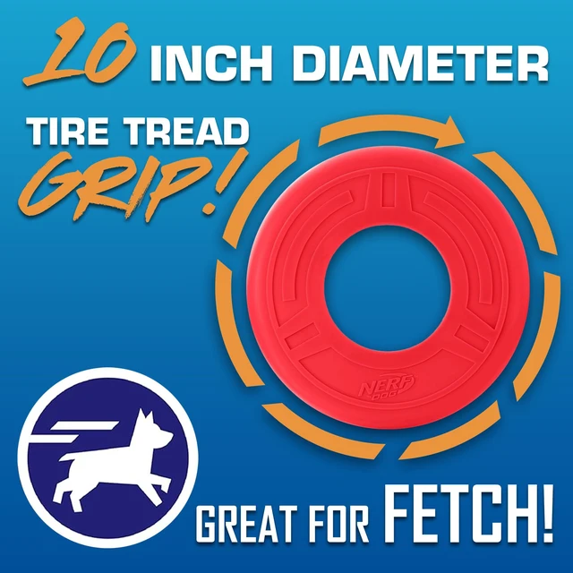 Alt view image 4 of 5 - Nerf Dog Atomic Flyer 10 Inch Rubber Flying Disc Dog Toy for Medium and Large Dogs, Red
