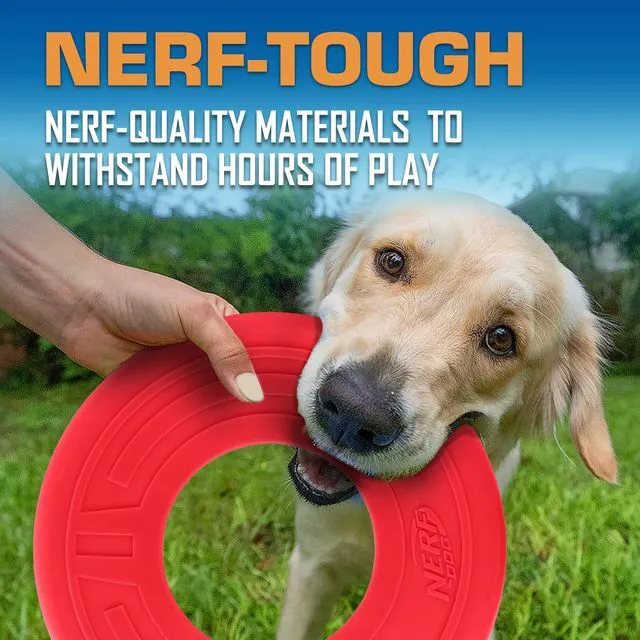 Alt view image 5 of 5 - Nerf Dog Atomic Flyer 10 Inch Rubber Flying Disc Dog Toy for Medium and Large Dogs, Red