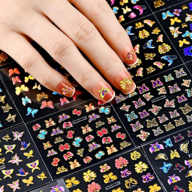Main image of 30Sheets Small Butterfly Nail Art Stickers, 3D Self Adhesive Decals, Design Decoration Accessories for Women and Girls US363 (Hot Stamping Butterfly)