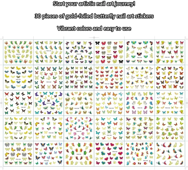 Alt view image 4 of 7 - 30Sheets Small Butterfly Nail Art Stickers, 3D Self Adhesive Decals, Design Decoration Accessories for Women and Girls US363 (Hot Stamping Butterfly)
