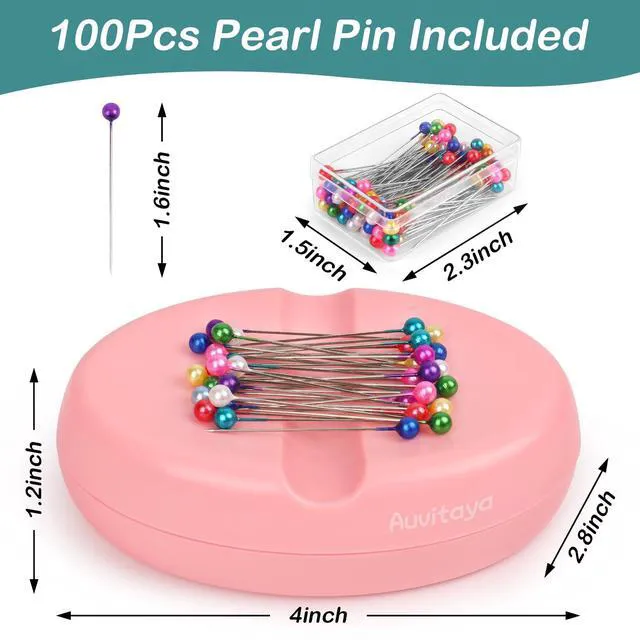Alt view image 6 of 6 - Auvitaya Magnetic Pin Holder, Strong Magnet Pincushion, Cute Compact Needle Organizer, Bobby Pin Holder, Paper Clip Holder for Sewing Quilting